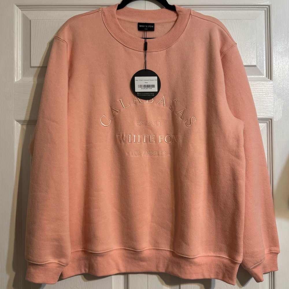 NWT White fox best of both oversized sweater sweatshirt S/M pink